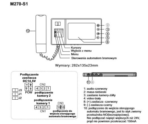 Zestaw Wideodomofonu Vidos S551B/M270W-S2 słuchawkowy monitor wideodomofonu