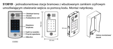 Zestaw cyfrowy wideodomofonu VIDOS S1301D_M1021W