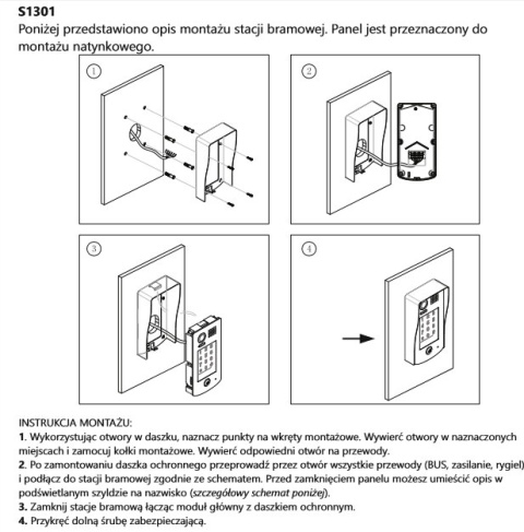 Zestaw cyfrowy wideodomofonu VIDOS S1301D_M1021W