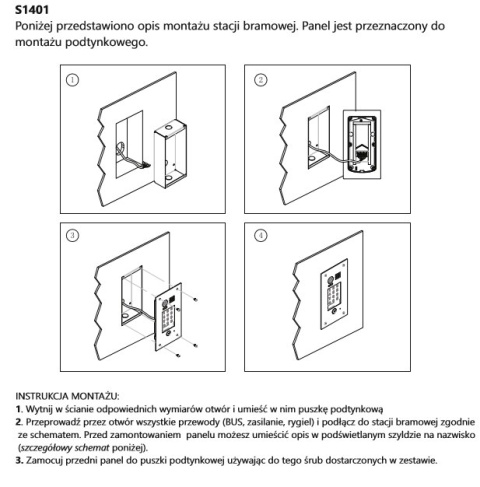 Zestaw jednorodzinny wideodomofonu cyfrowego Vidos Stacja bramowa S1401D monitor M1021B2