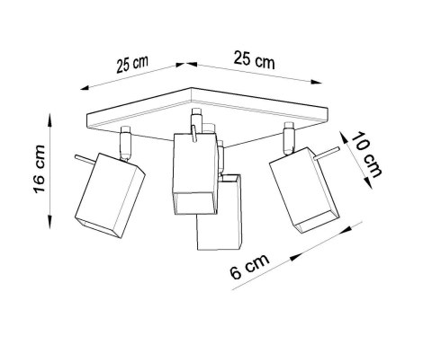 Plafon MERIDA 4 czarny