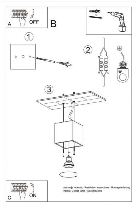 Plafon QUAD 1 antracyt