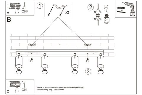 Plafon RING 4L czarny