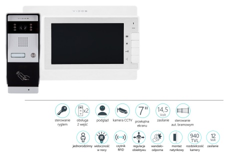 Zestaw wideodomofonu natynkowego z czytnikiem RFID Vidos S50A M320W