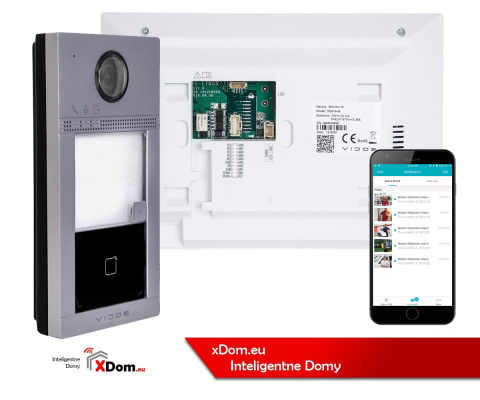 Zestaw natynkowy wideodomofonu IP Vidos stacja bramowa z czytnikiem RFID monitor 7''