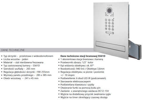 Wideodomofon Vidos S561D-SKM M690WS2 z szyfratorem Wideodomofon Vidos S561D-SKM M690WS2 z szyfratorem