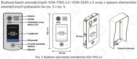 KASETA ZEWNĘTRZNA WIDEODOMOFONU ''EURA'' VDA-71A5 v.2 ''2EASY'' natynkowa funkcja karty zbliżeniowej