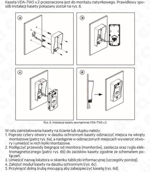 KASETA ZEWNĘTRZNA WIDEODOMOFONU ''EURA'' VDA-71A5 v.2 ''2EASY'' natynkowa funkcja karty zbliżeniowej