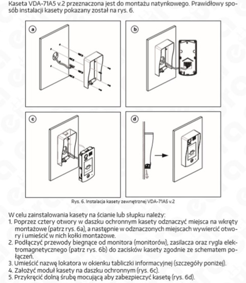 KASETA ZEWNĘTRZNA WIDEODOMOFONU ''EURA'' VDA-72A5 v.2 ''2EASY'' podtynkowa funkcja karty zbliżeniowej