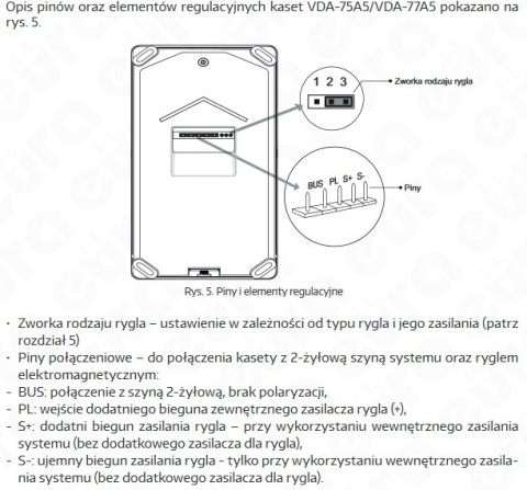 KASETA ZEWNĘTRZNA WIDEODOMOFONU ''EURA'' VDA-75A5 ''2EASY'' natynkowa 1-lokatorska