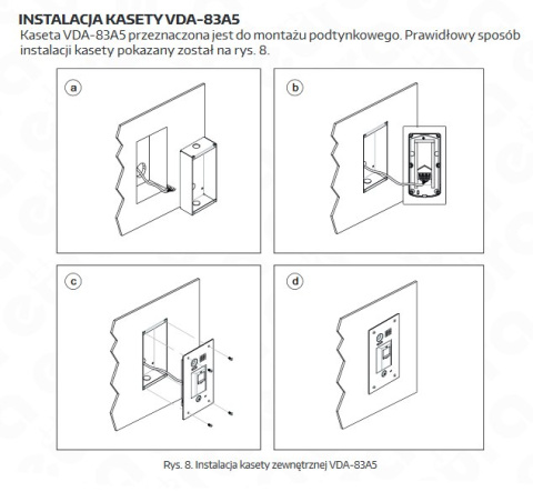 KASETA ZEWNĘTRZNA WIDEODOMOFONU ''EURA'' VDA-83A5 ''2EASY'' podtynkowa z czytnikiem linii papilarnych