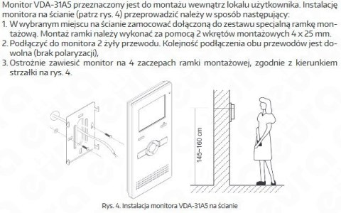 Zestaw Wideodomofonu Cyfrowego z Szyfratorem Eura Monitor 3,5 cali biały VDA-31A5_VDA-74A5