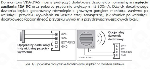 Zestaw Wideodomofonu Cyfrowego Eura Monitor 3,5 cali biały VDA-31A5 VDA-80A5