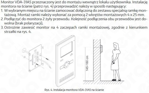 Zestaw Wideodomofonu Cyfrowego z Czytnikiem Biometrycznym Eura Monitor 3,5 cali biały VDA-31A5 VDA-93A5