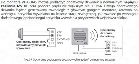 Zestaw Wideodomofonu Cyfrowego z Czytnikiem Biometrycznym Eura Monitor 3,5 cali biały VDA-31A5 VDA-93A5