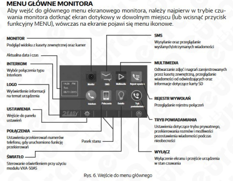 MONITOR ''EURA'' VDA-10A5 ''2-EASY PLUS'' ekran 10'' dotykowy, kolor czarny