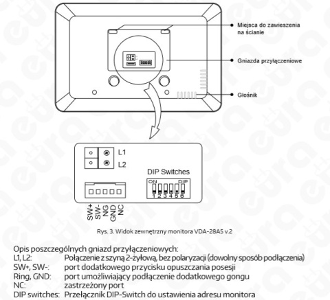 WIDEODOMOFON ''EURA'' VDP-39A5 ''2EASY''kolor 7'' dotykowy szyfrator i ekran, pamięć obrazów, nagrywanie