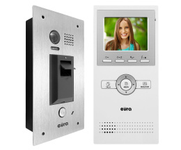 Zestaw Wideodomofonu Cyfrowego z Czytnikiem Biometrycznym Eura Monitor 3,5 cali biały VDA-31A5 VDA-93A5
