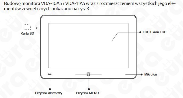 Zestaw Wideodomofonu Cyfrowego z Czytnikiem Kart Eura Monitor 10 cali biały VDA72A5_VDA-11A5 Zestaw Wideodomofonu Cyfrowego z Czytnikiem Kart Eura Monitor 10 cali biały VDA72A5_VDA-11A5
