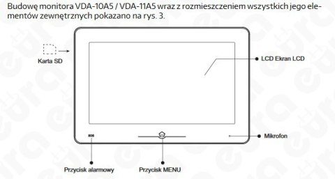 Zestaw Wideodomofonu Cyfrowego z Czytnikiem Kart Eura Monitor 10 cali czarny VDA72A5_VDA-10A5