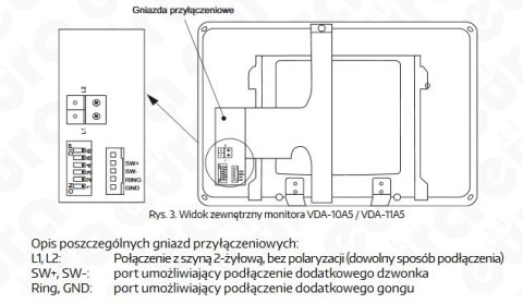 Zestaw Wideodomofonu Cyfrowego z Czytnikiem Kart Eura Monitor 10 cali czarny VDA72A5_VDA-10A5