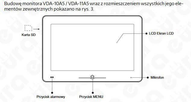 Zestaw Wideodomofonu Cyfrowego z Czytnikiem Kart Eura Monitor 10 cali czarny VDA80A5_VDA-10A5 Zestaw Wideodomofonu Cyfrowego z Czytnikiem Kart Eura Monitor 10 cali czarny VDA80A5_VDA-10A5