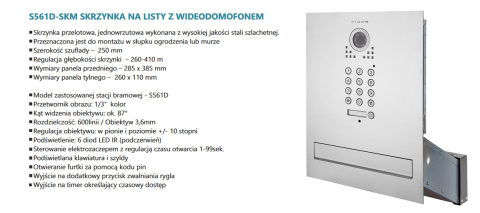 Wideodomofon Vidos S561D-SKM M670BS2 skrzynka na listy z szyfratorem