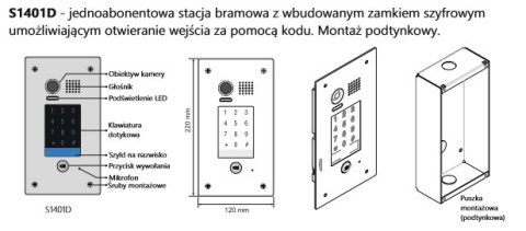 Zestaw cyfrowy wideodomofonu VIDOS S1401D_M1022W2