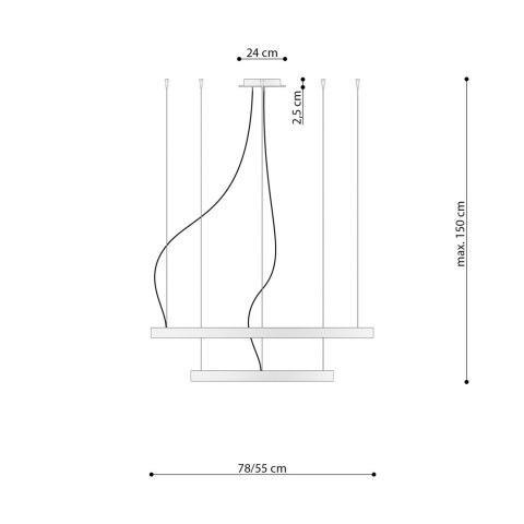 Żyrandol RIO 2 55/78 biały LED 4000K